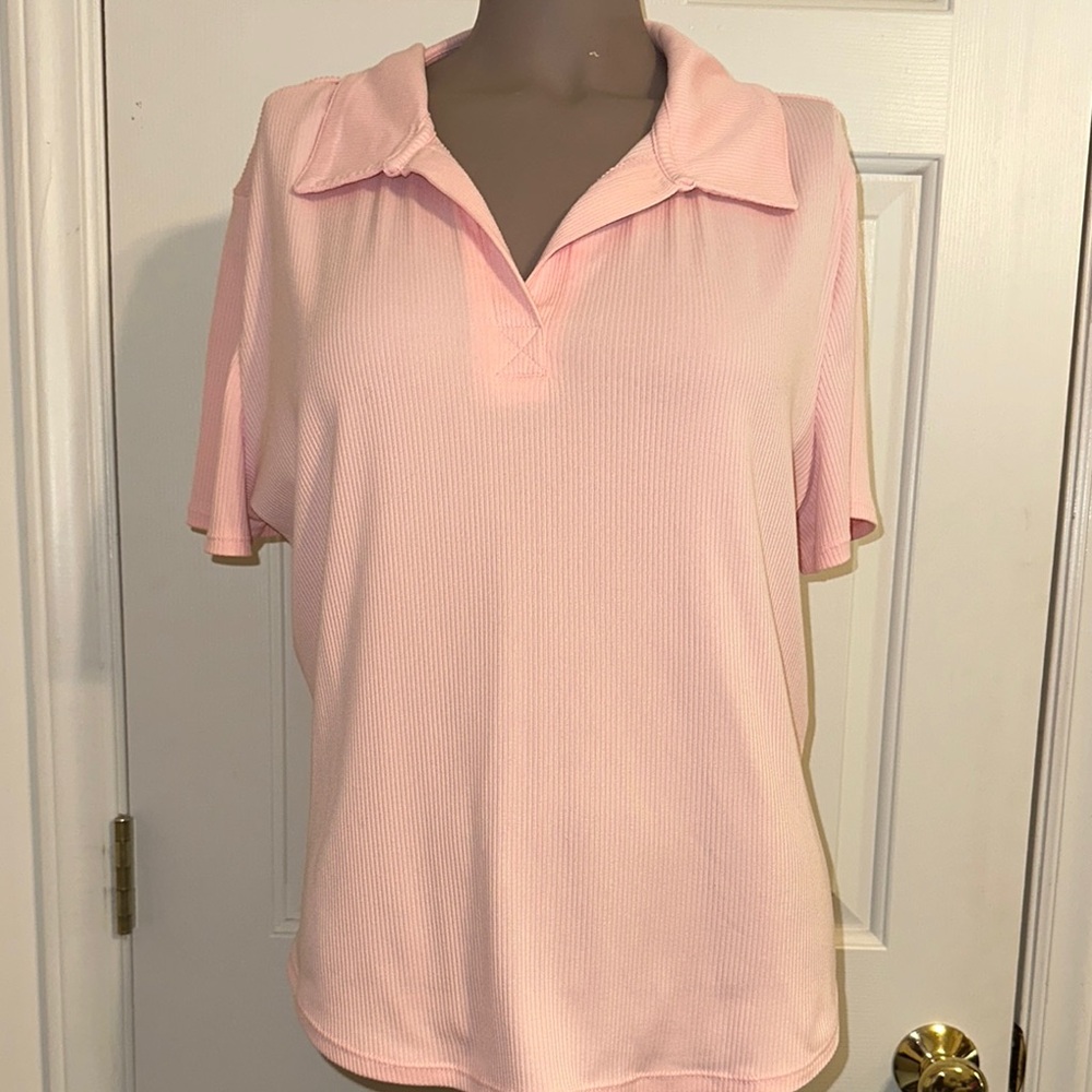 No Boundaries Pink Short Sleeve Polo Blouse